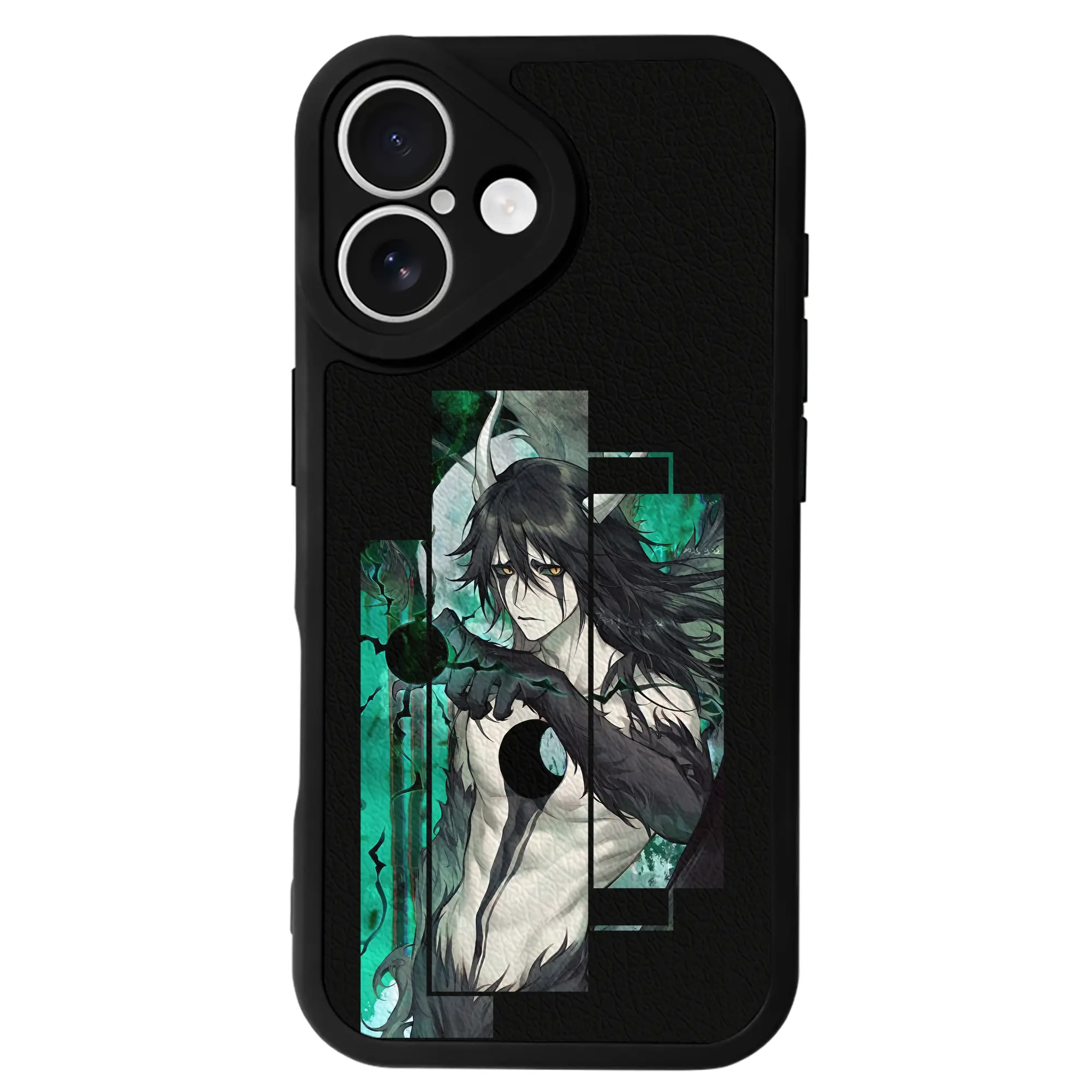 ブリーチ グッズ ウルキオラ・シファー - IPhone 16シリーズ対応 ・ シリコンスマホケース ・ レザー調 ・ 高精度フィット ・ 耐衝撃 ・ ワイヤレス充電対応 ・ 精密カット